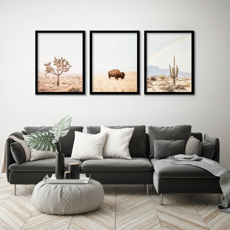 تابلو مدل دکوراتیو حیات وحش کد YF2362--1 مجموعه 3 عددی