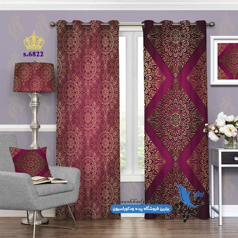 پرده پانچ اسلیمی طرح شمسه حاشیه کد s-6822