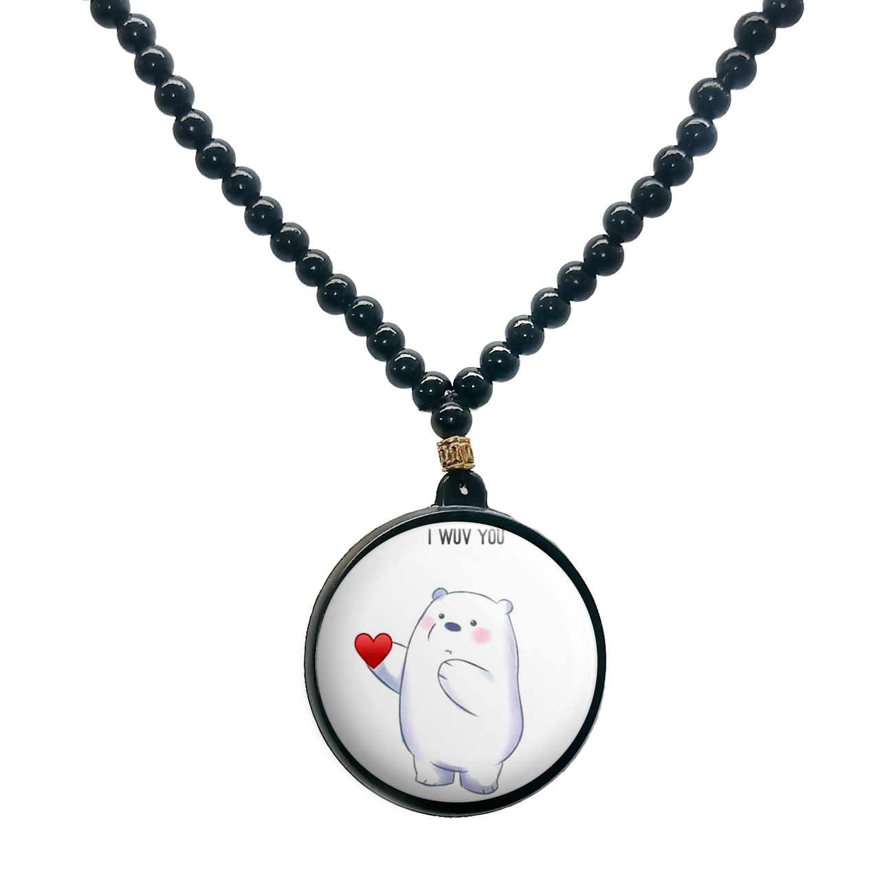 گردنبند پرمانه طرح خرس‌های کله‌فندقی کد pmd.10155 مدل دو طرفه