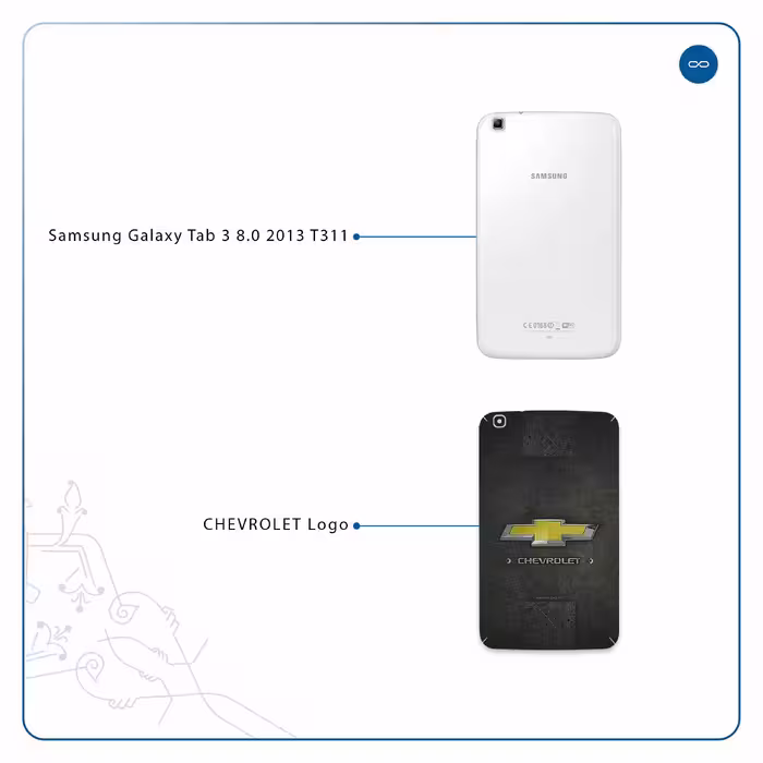برچسب پوششی ماهوت مدل CHEVROLET-Logo مناسب برای تبلت سامسونگ Galaxy Tab 3 8.0 2013 T311