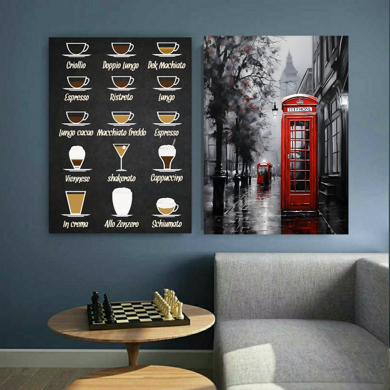 تابلو شاسی طرح شاسی مدل کافی و خیابان های پاریس کد GR1043 مجموعه دو عددی | دنیای قاب