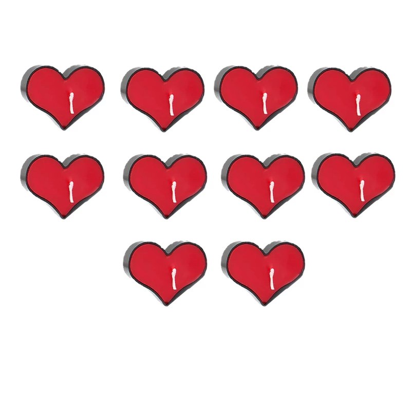 شمع وارمر قلبی قرمز 10 تایی (شمع قلب)