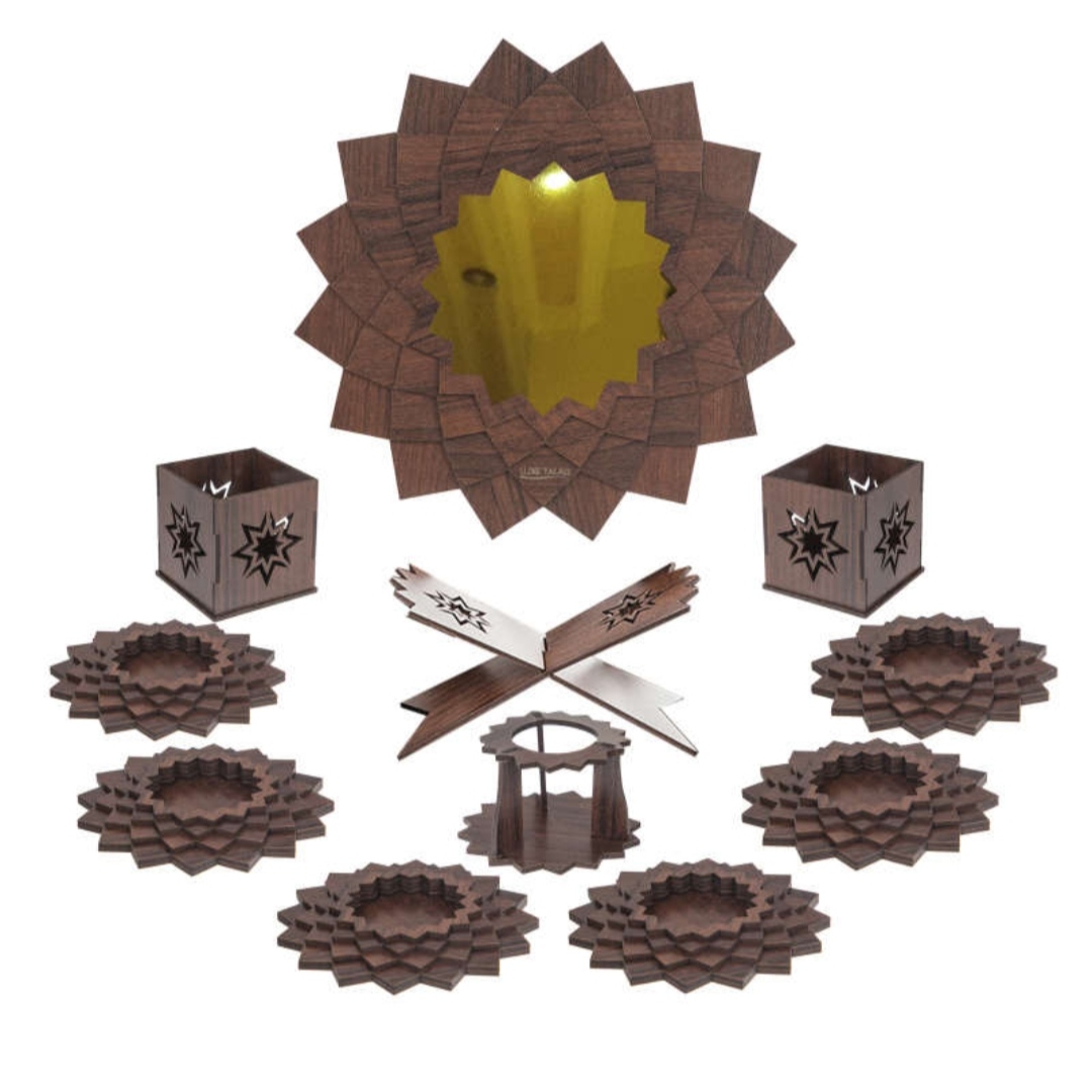 مجموعه ظروف هفت سین 11 پارچه چوبی کد 01