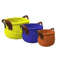 سبد قلاب بافی تریکو مدل دسته دار کد 29 مجموعه 3 عددی