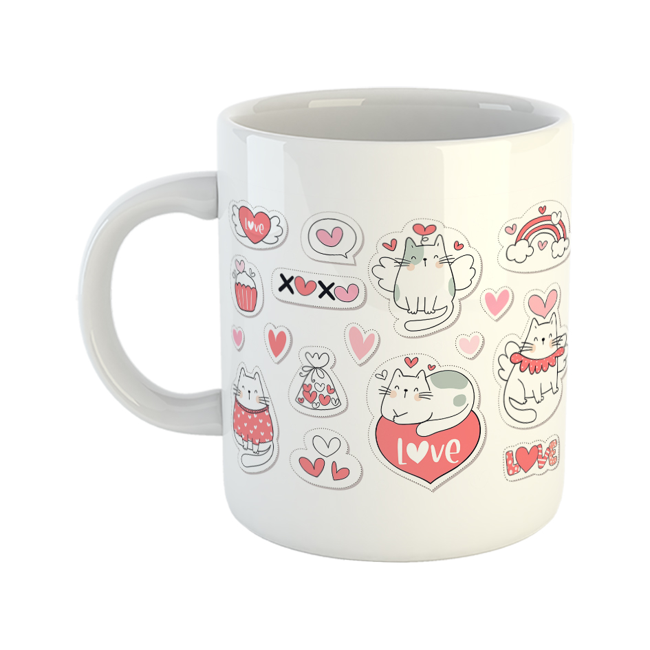 ماگ طرح گربه های گروهی مدل love