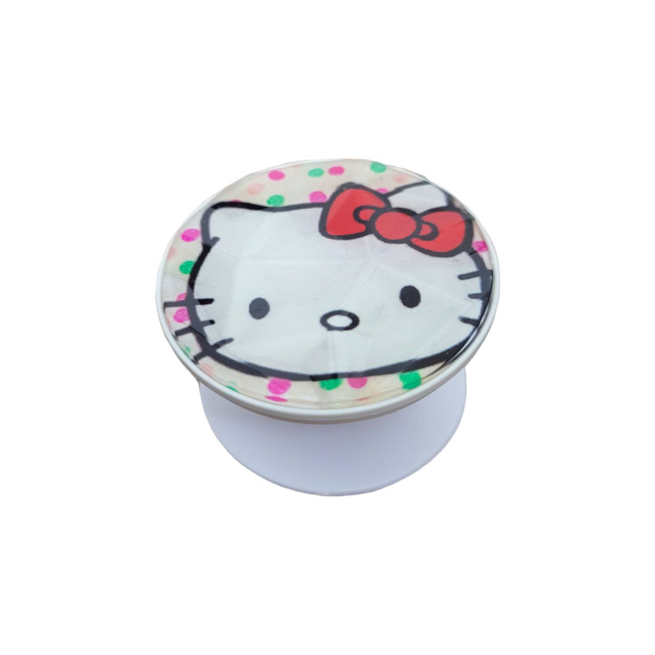 پایه نگهدارنده گوشی موبایل و تبلت پاپ سوکت طرح کیتی2 مدل کریستالی براق