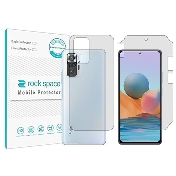 گلس محافظ صفحه نمایش و پشت گوشی شیائومی Redmi Note 10 Pro (Global Version) مدل نانو هیدروژل شفاف برند راک اسپیس کد MS