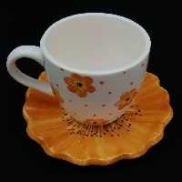  ست فنجان و نعلبکی سرامیکی هیوا طرح آفتاب گردان کمر باریک کد 10882035