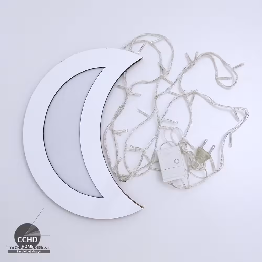 چراغ خواب دیواری ، طرح ماه ، رنگ سفید 