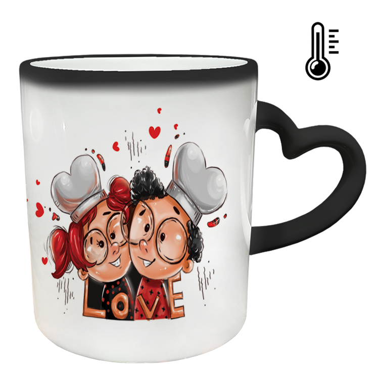 ماگ حرارتی مدل دسته قلبی طرح عاشقانه کد 129