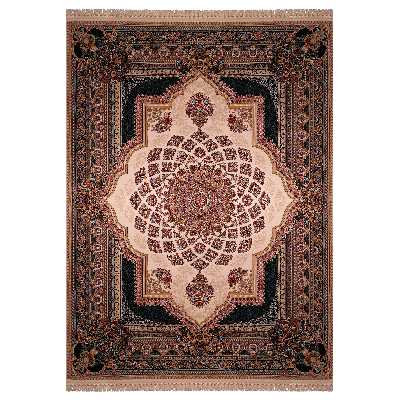 فرش ماشینی زمرد مشهد مدل دیبا زمینه کرم