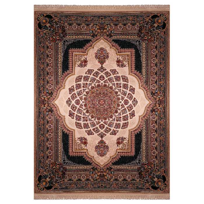 فرش ماشینی زمرد مشهد مدل دیبا زمینه کرم