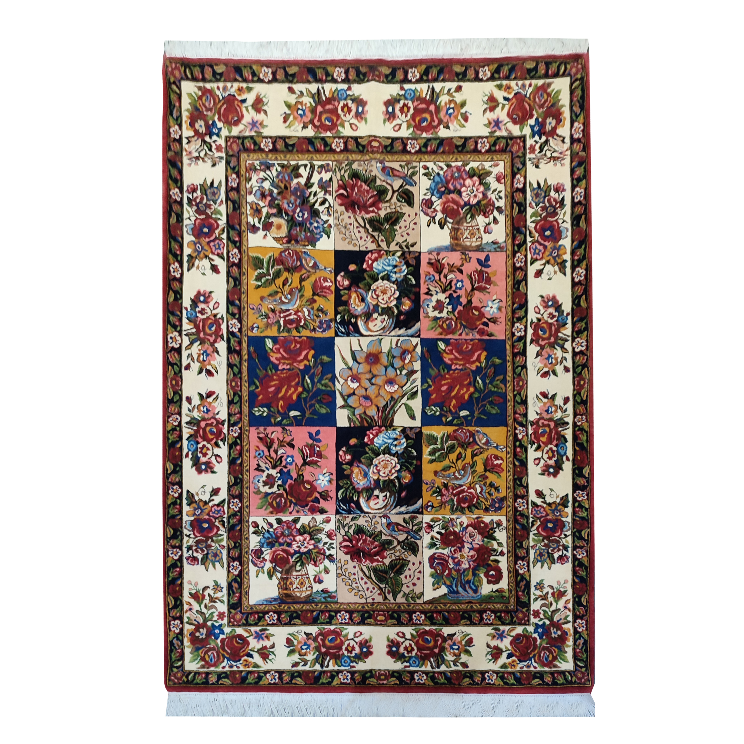 فرش دستباف چهارمتری طرح گل خشتی مدل AA172