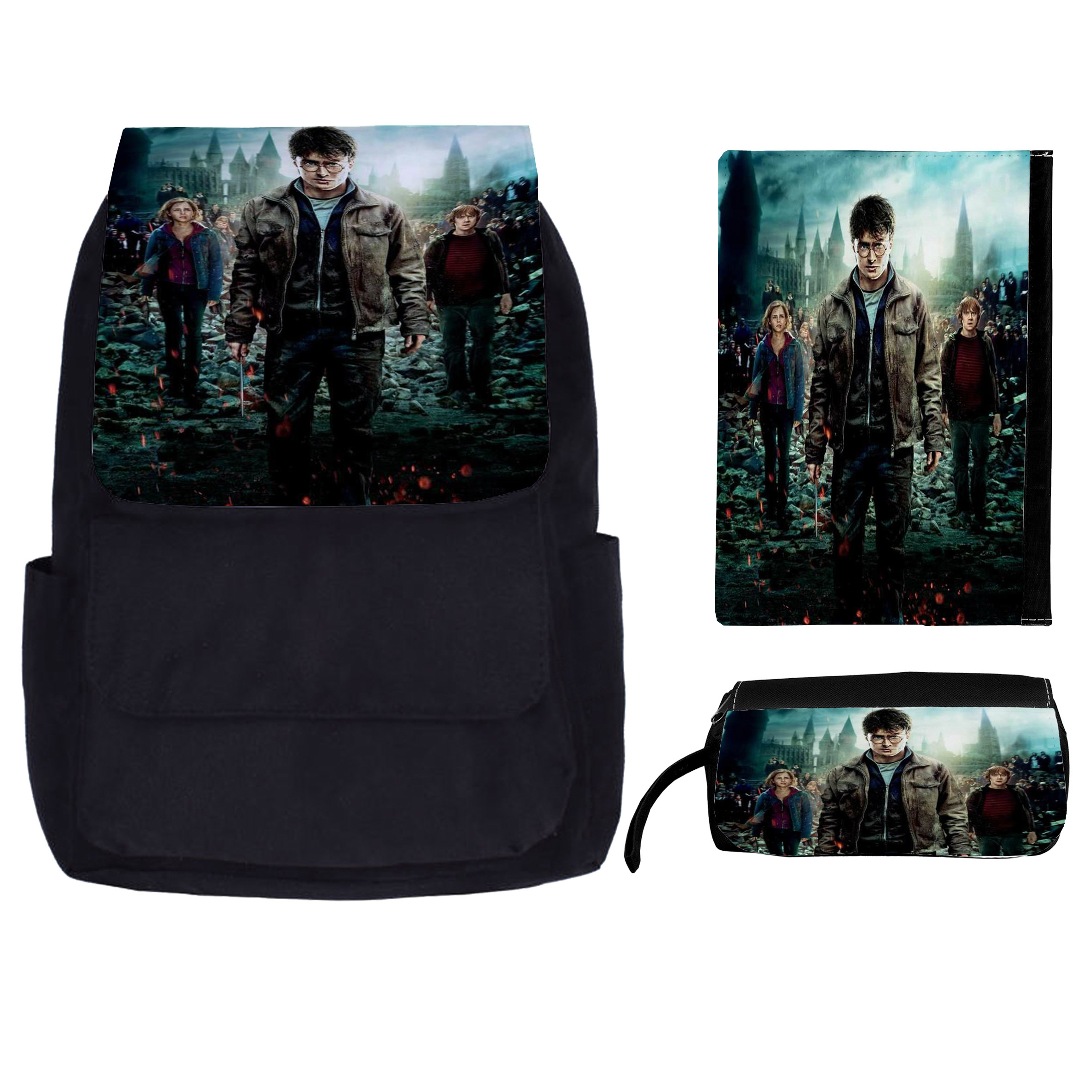 کوله پشتی طرح هری پاتر کد kkj 93 به همراه جامدادی و کلاسور 