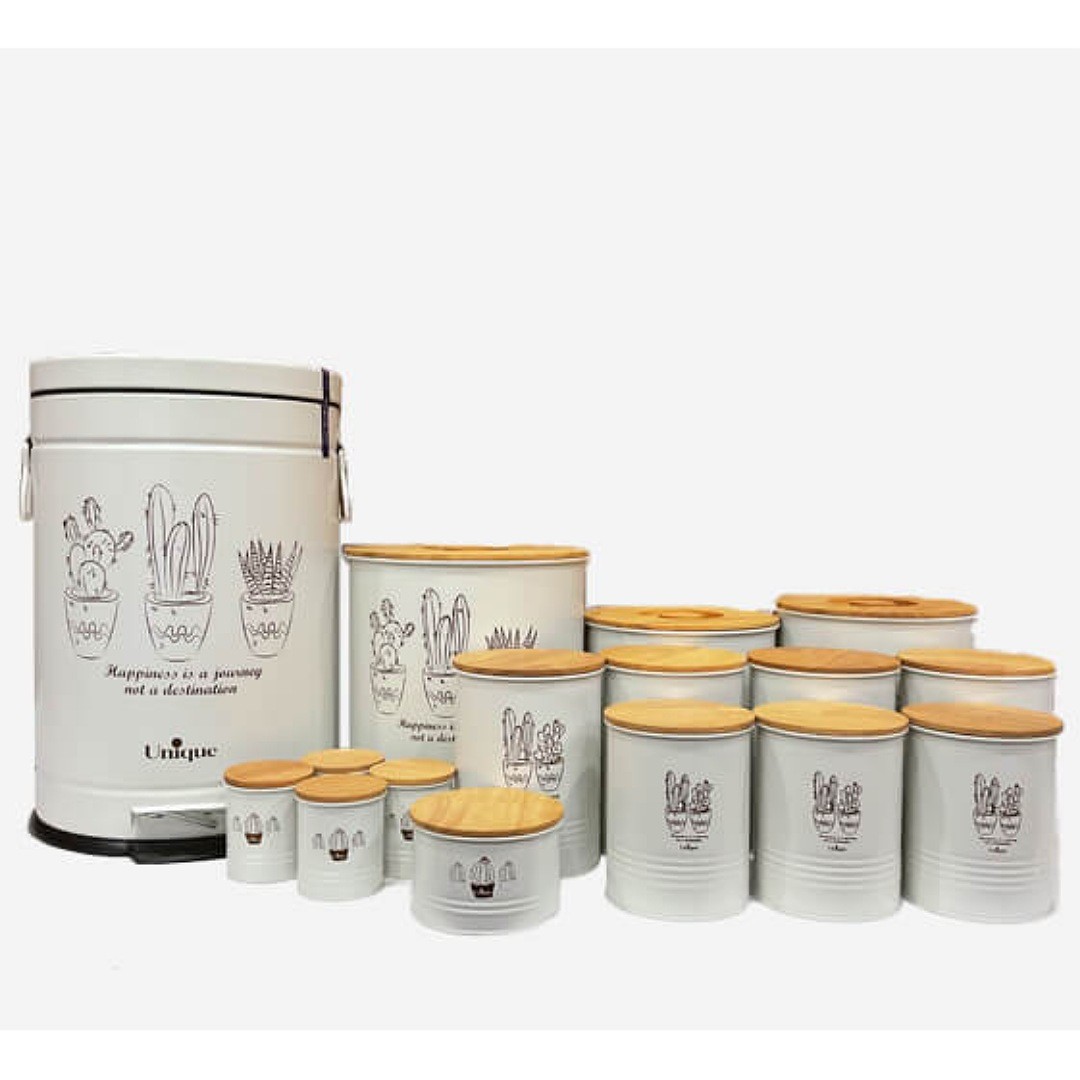 سرویس آشپزخانه 16 پارچه الیزابت کرم طرح کاکتوس  (یونیک ) 9092