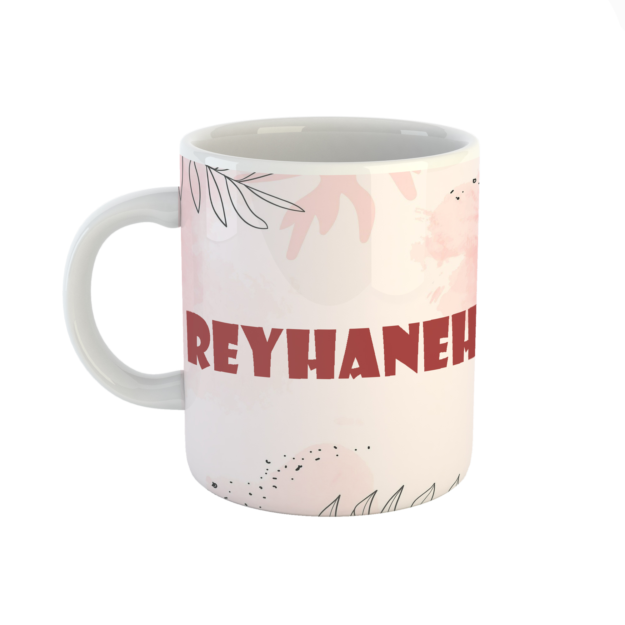 ماگ طرح اسم ریحانه مدل برگ کد 344