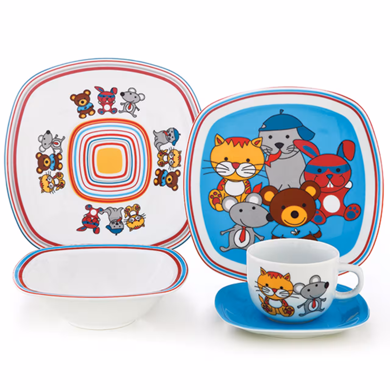 سرویس غذا خوری 5 پارچه کودک چینی زرین ایران سری کواترو مدل Rabit درجه عالی