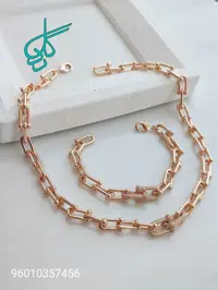 خرید دستبند و زنجیر تیفانی طلایی رنگ ثابت ضد حساسیت کیفیت عالی کد 1216361 - ردگل