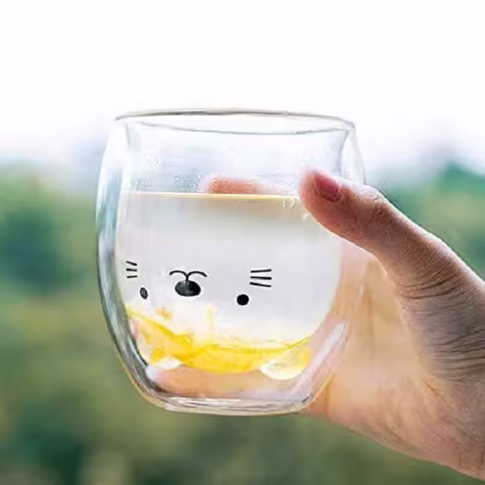 لیوان مدل دوجداره فانتزی گربه ای