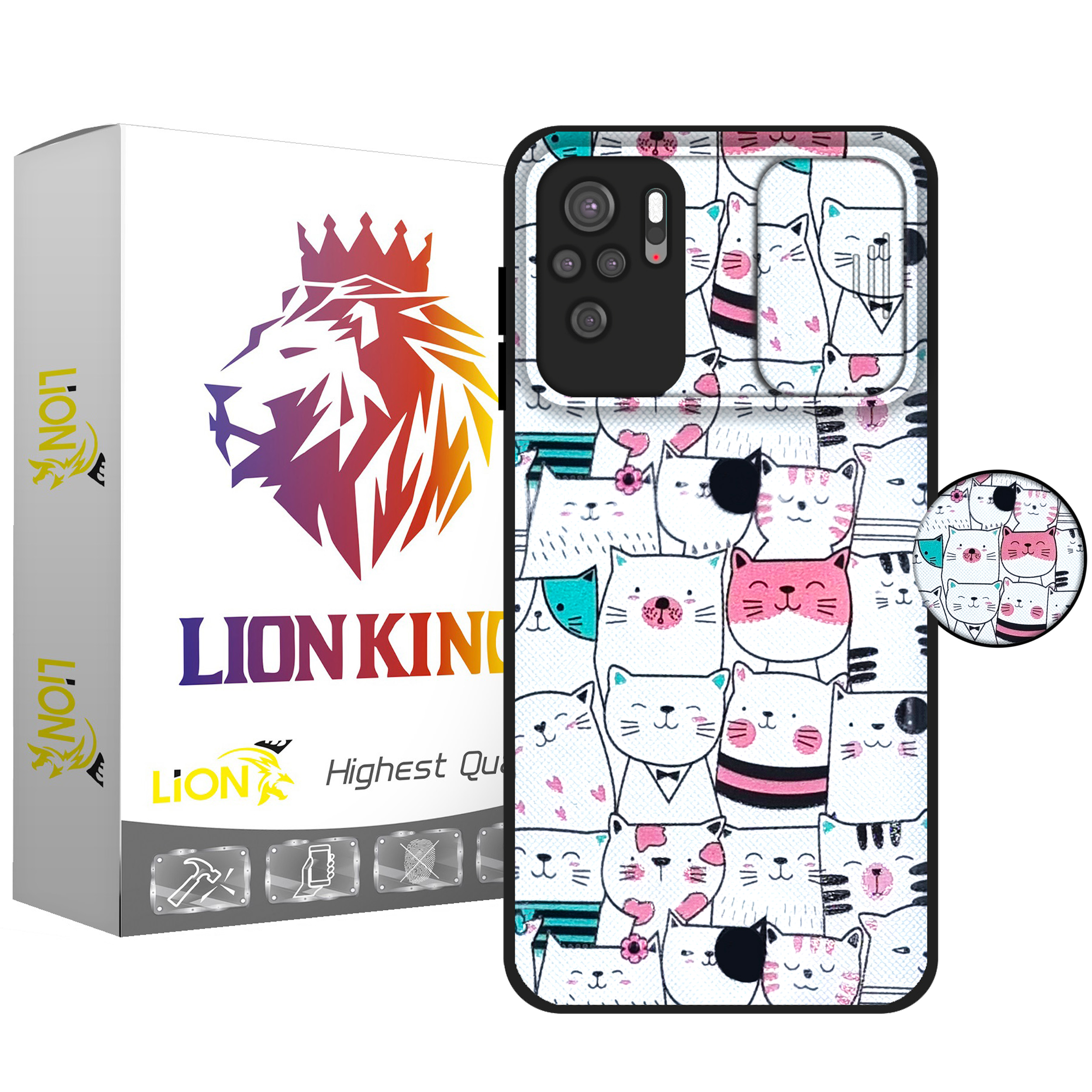 کاور لاین کینگ مدل Catpet J2 مناسب برای گوشی موبایل شیائومی Redmi Note10/10S به همراه پایه نگهدارنده