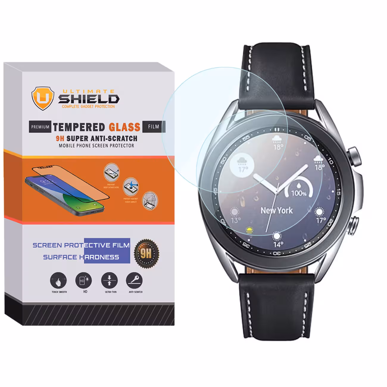 محافظ صفحه نمایش شیشه ای آلتیمیت شیلد مدل SH-UL مناسب برای ساعت هوشمند سامسونگ Galaxy Watch 3 41mm بسته دو عددی