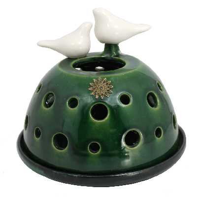 شمعدان سفالی طرح پرنده