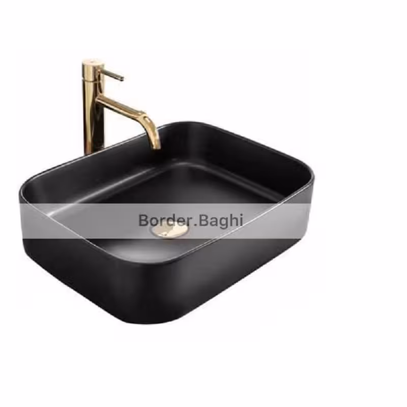 کاسه روشویی مدل مستطیل پهن مشکی مات