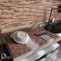 نمگیر ظروف آشپزخانه طرح خشتی رنگ شکلاتی