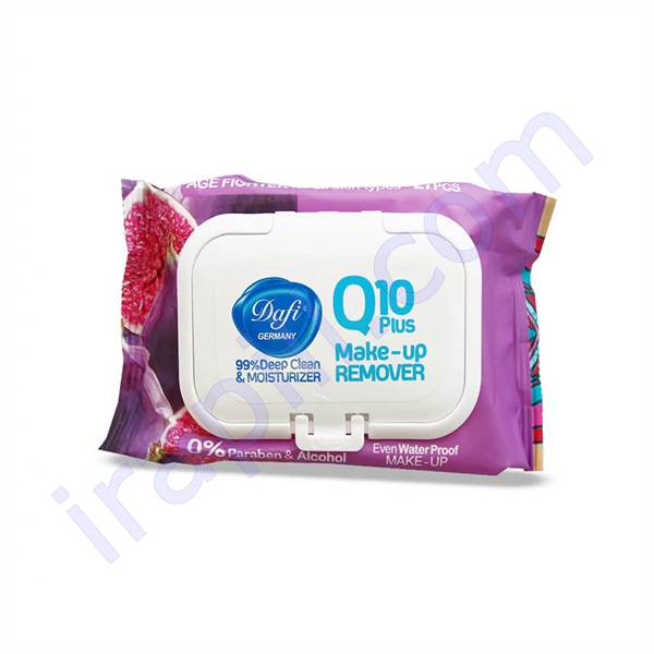 دستمال مرطوب پاک کننده آرایش انجیر دافی مدل Age Fighter Q10 بسته 50 عددی