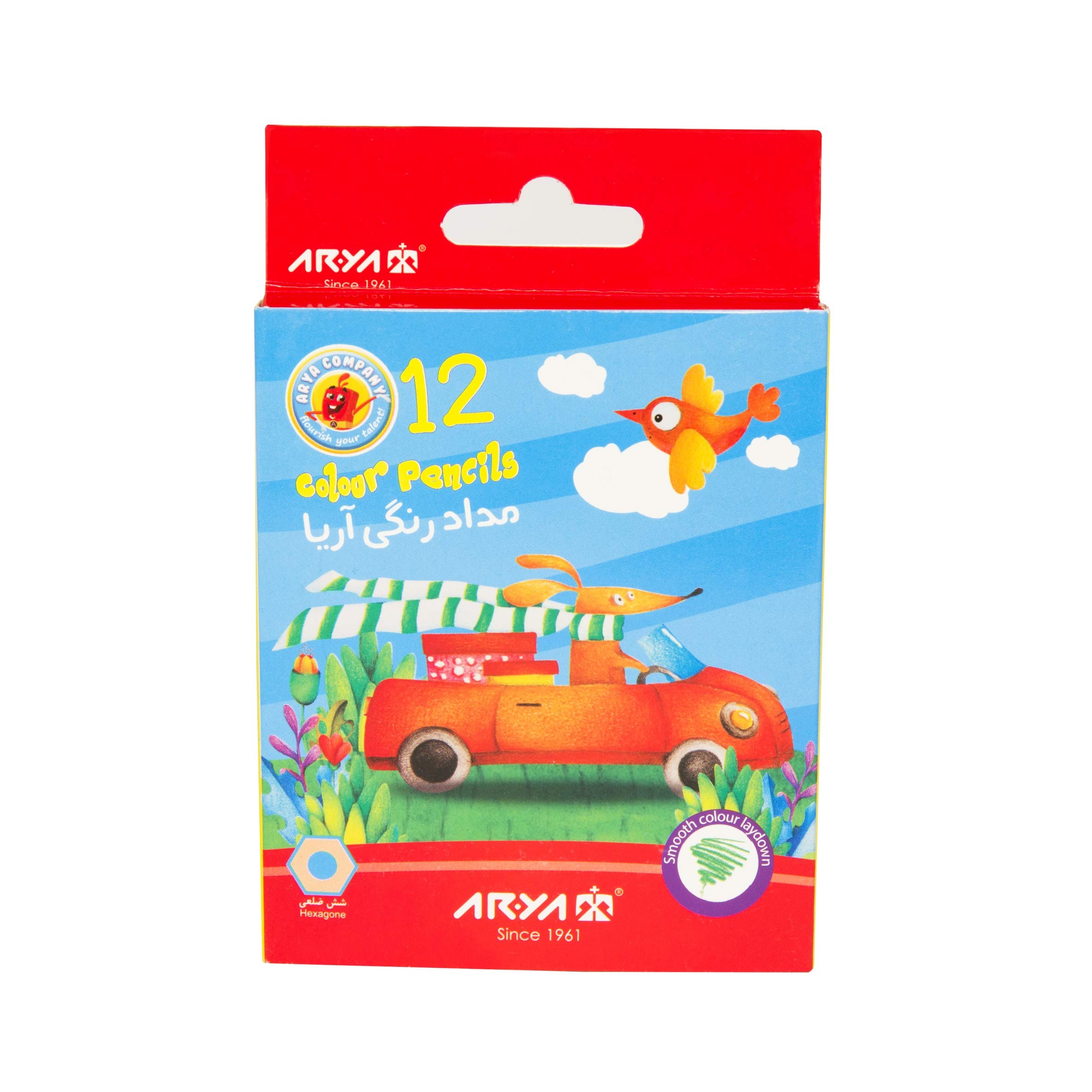 مداد رنگی آریا 12 رنگ کوتاه