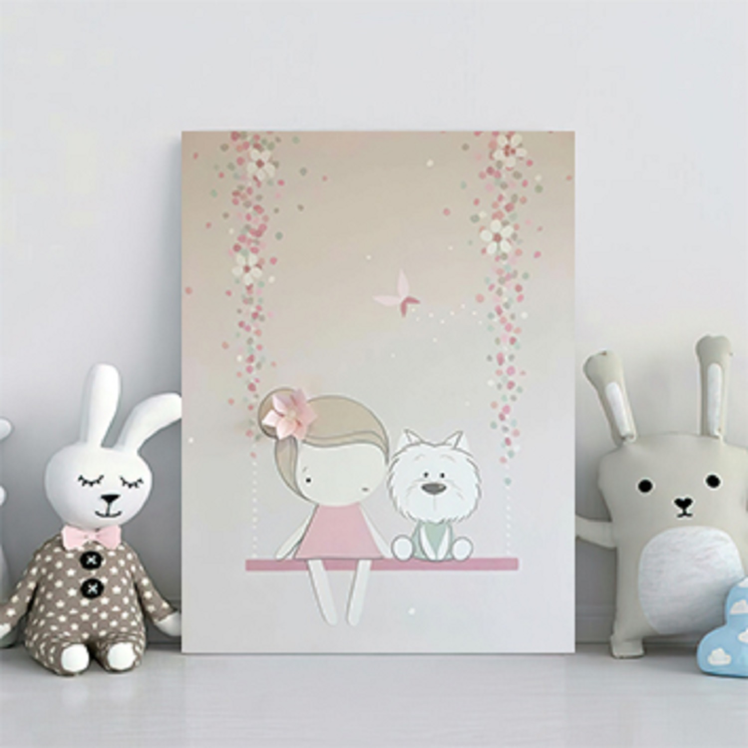 تابلو شاسی مدل اتاق کودک طرح دختربچه و سگ کد FK9