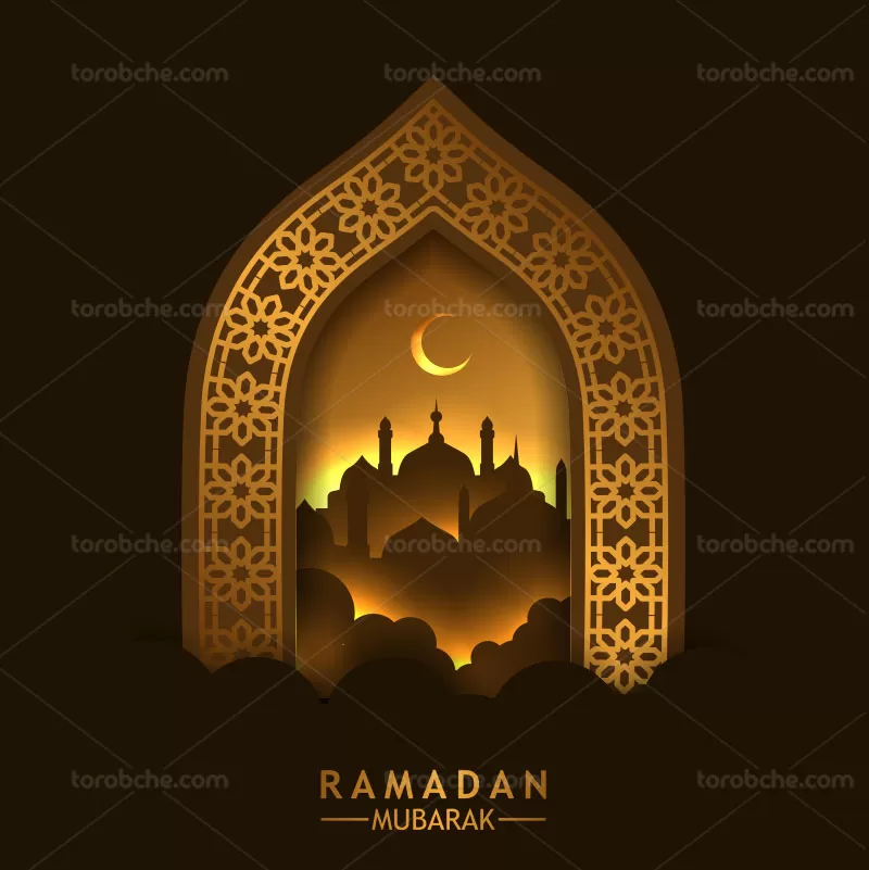 وکتور تبریک ماه رمضان طلایی | گرافیک با طعم تربچه