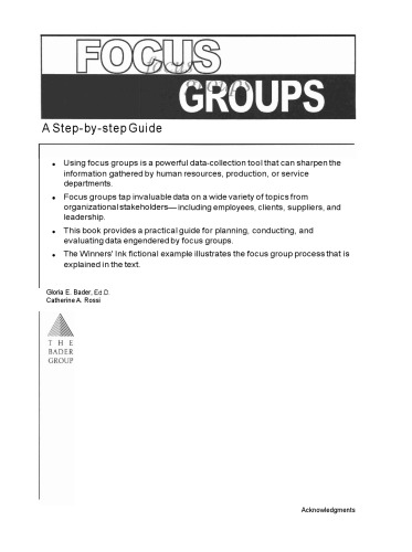 خرید و دانلود نسخه کامل کتاب Focus Groups: A Step-By-Step Guide (3rd Edition)