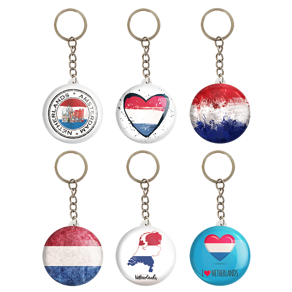 جاکلیدی خندالو مدل پرچم هلند کد 1207B مجموعه 6 عددی