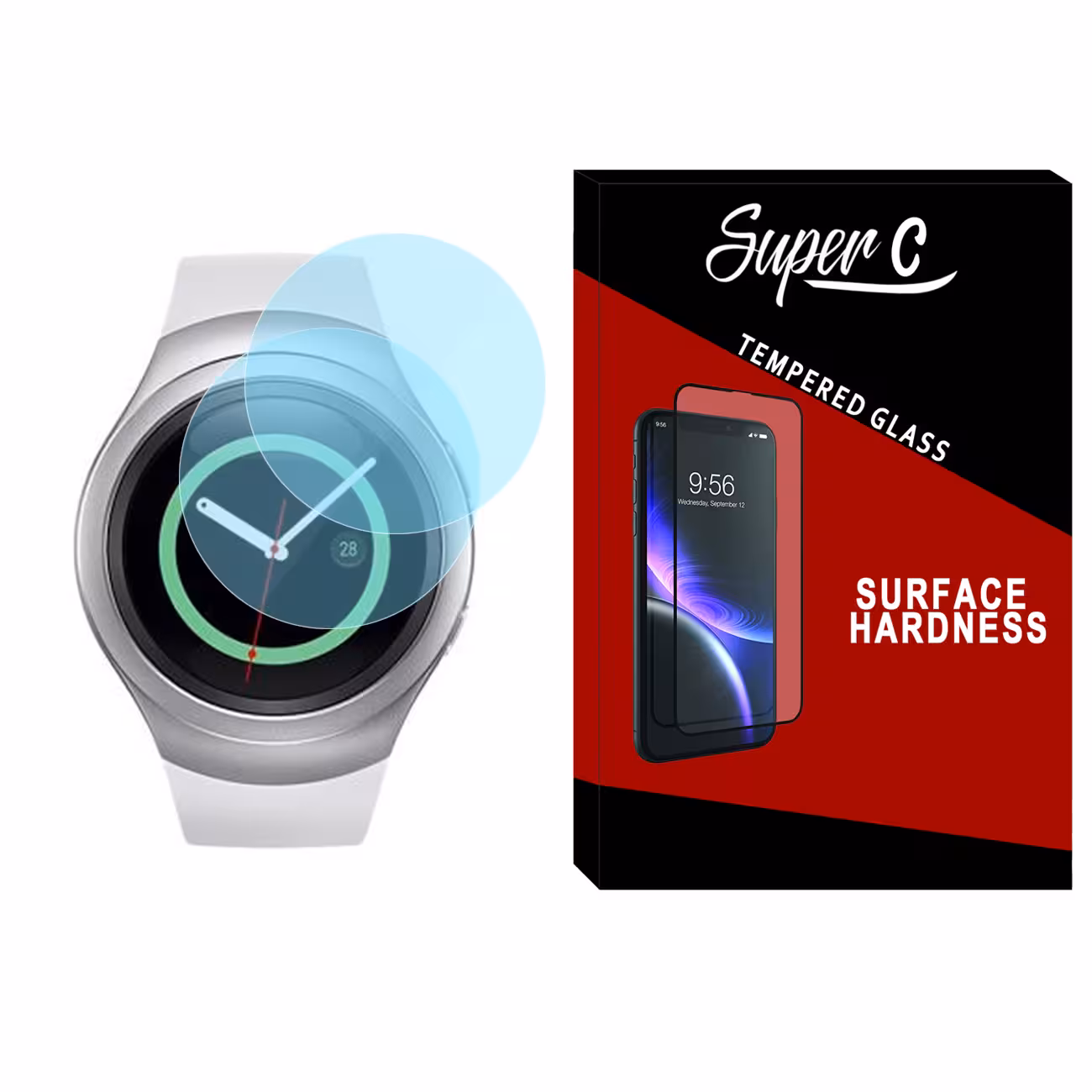 محافظ صفحه نمایش شیشه ای سوپرسی مدل SH-SC مناسب برای ساعت هوشمند سامسونگ Galaxy Watch Gear S2 بسته دو عددی