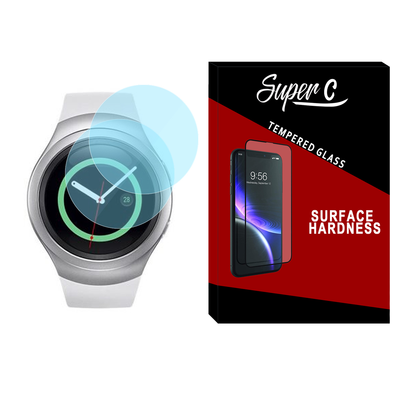 محافظ صفحه نمایش شیشه ای سوپرسی مدل SH-SC مناسب برای ساعت هوشمند سامسونگ Galaxy Watch Gear S2 بسته دو عددی