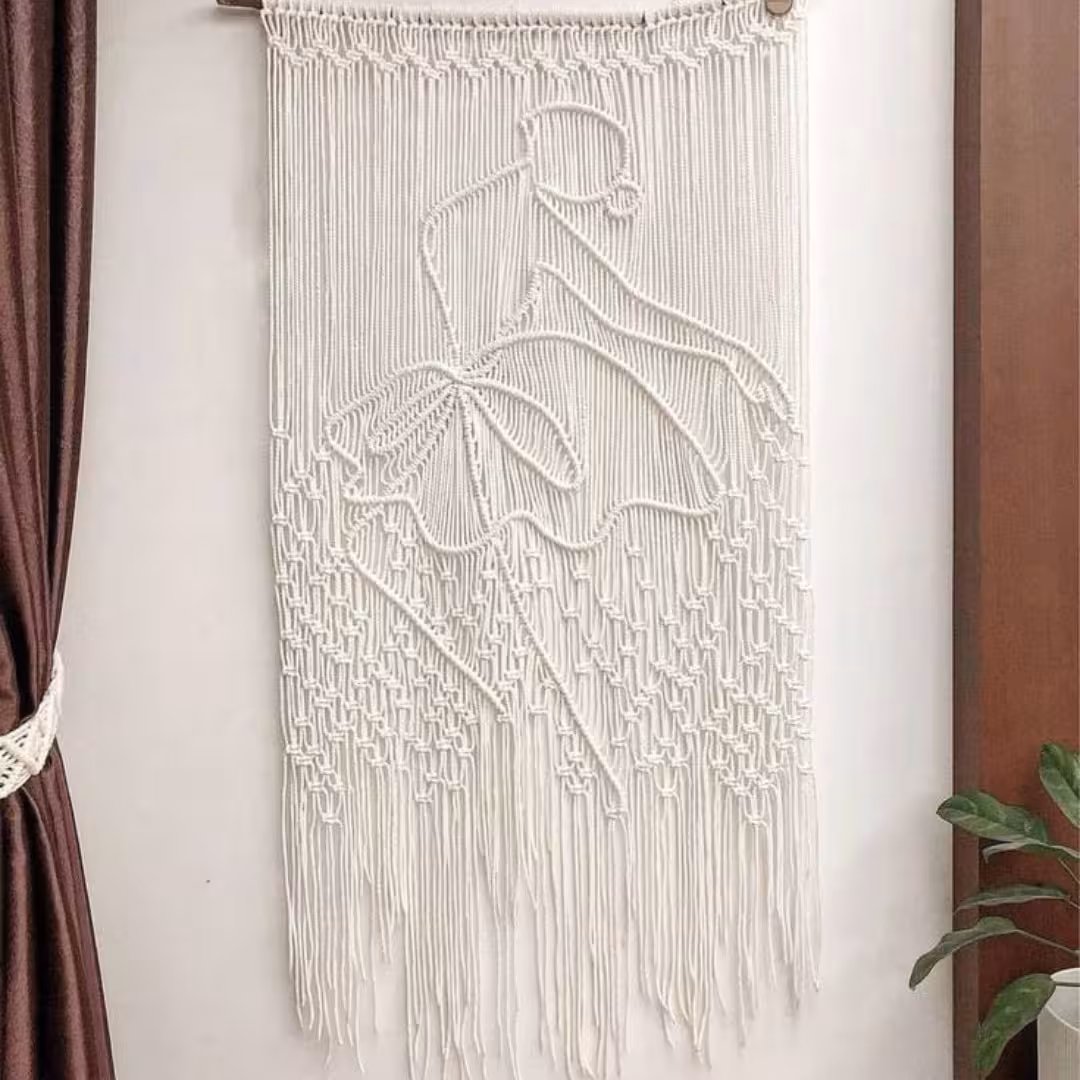 دیوارکوب مکرومه طرح باله ،آویز دیواری، تابلو