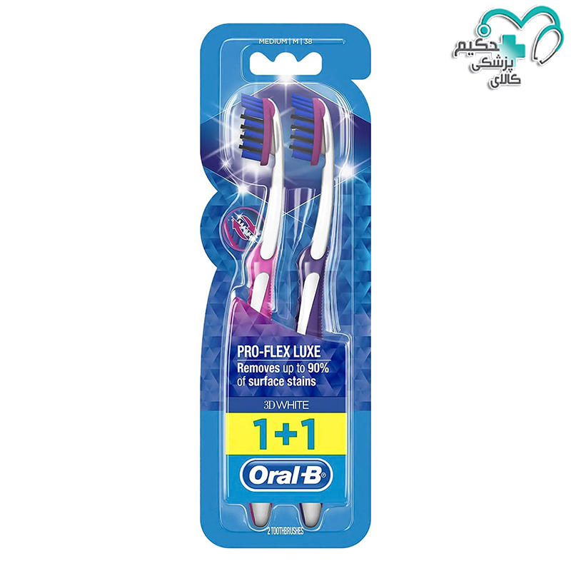 مسواک اورال بی مدل 3D White Pro-Flex Luxe با برس متوسط بسته 2 عددی