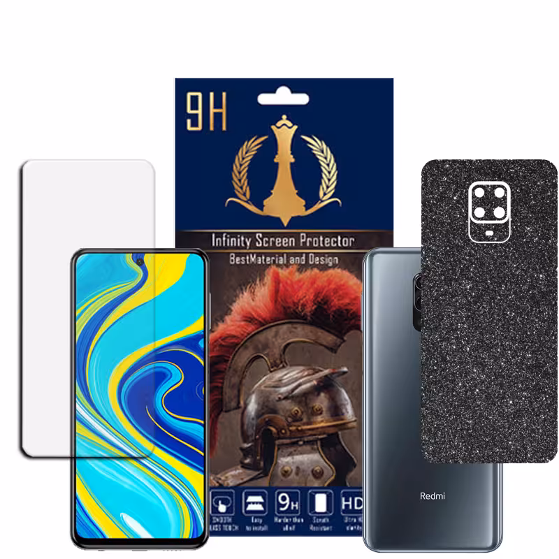 برچسب پوششی اینفینیتی مدل PRO MAX مناسب برای گوشی موبایل شیایومی REDMI NOTE 9S REDMI NOTE 9 PRO به همراه محافظ صفحه نمایش
