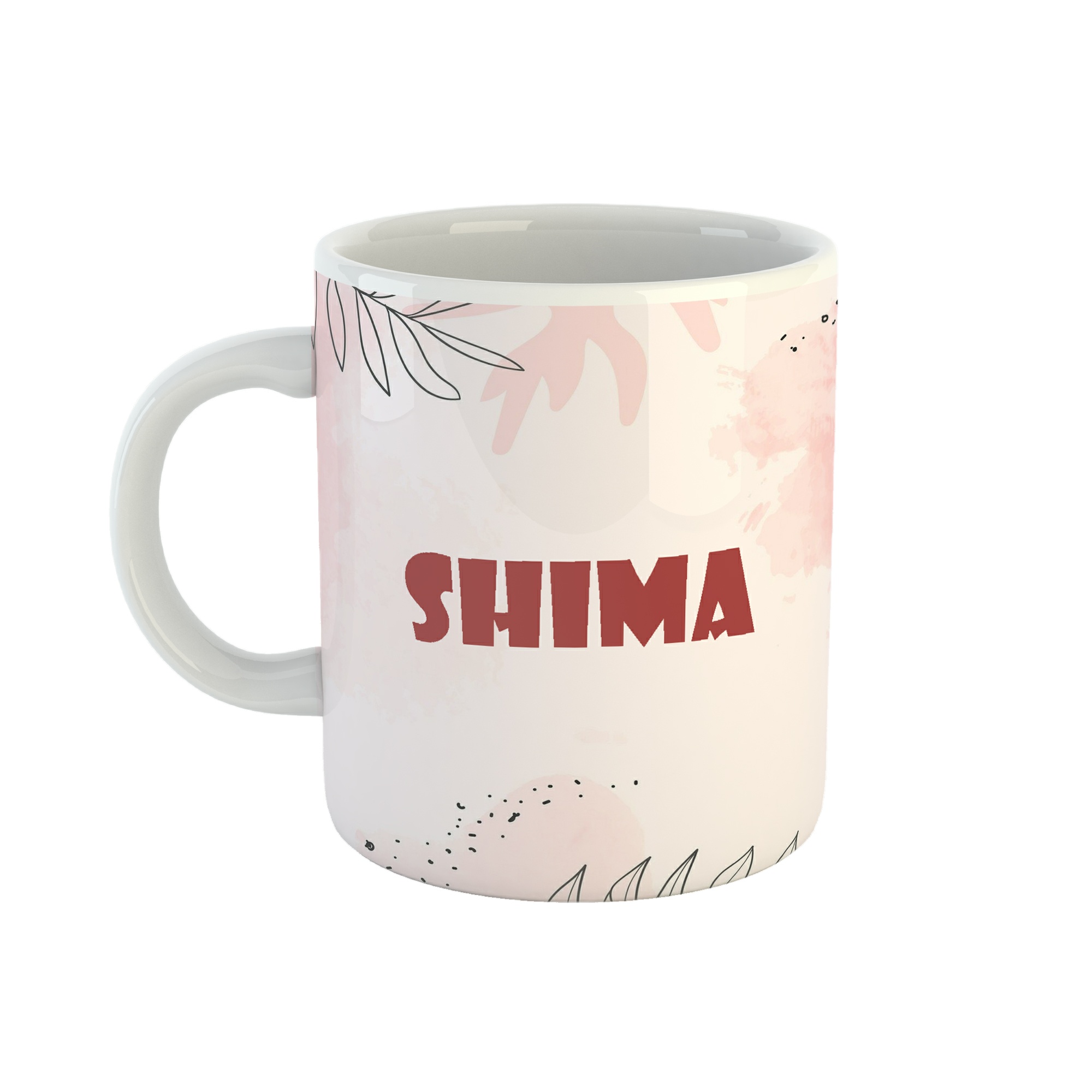 ماگ طرح اسم شیما مدل برگ کد 373