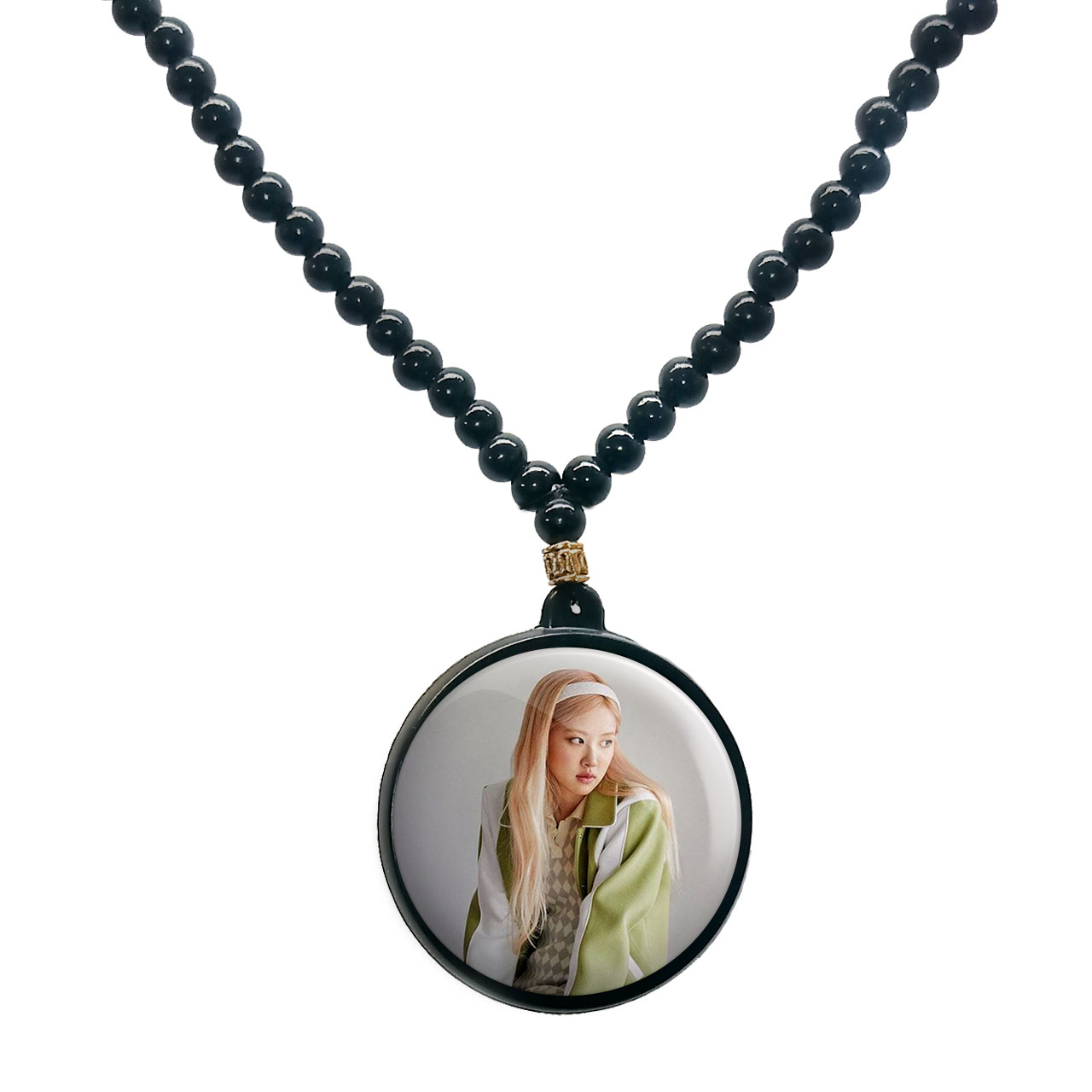 گردنبند پرمانه طرح بلک پینک کد pmd.18146 مدل دو طرفه