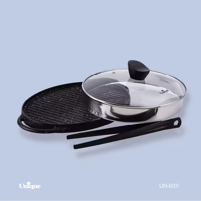 تابه گریل چدن بیضی بدون چوب یونیک کد محصول: UN-6011