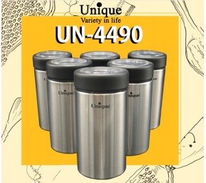 جا ادویه 6 عددی درب طلا با پایه بامبو کد UN_8035 طرح طبیعت
