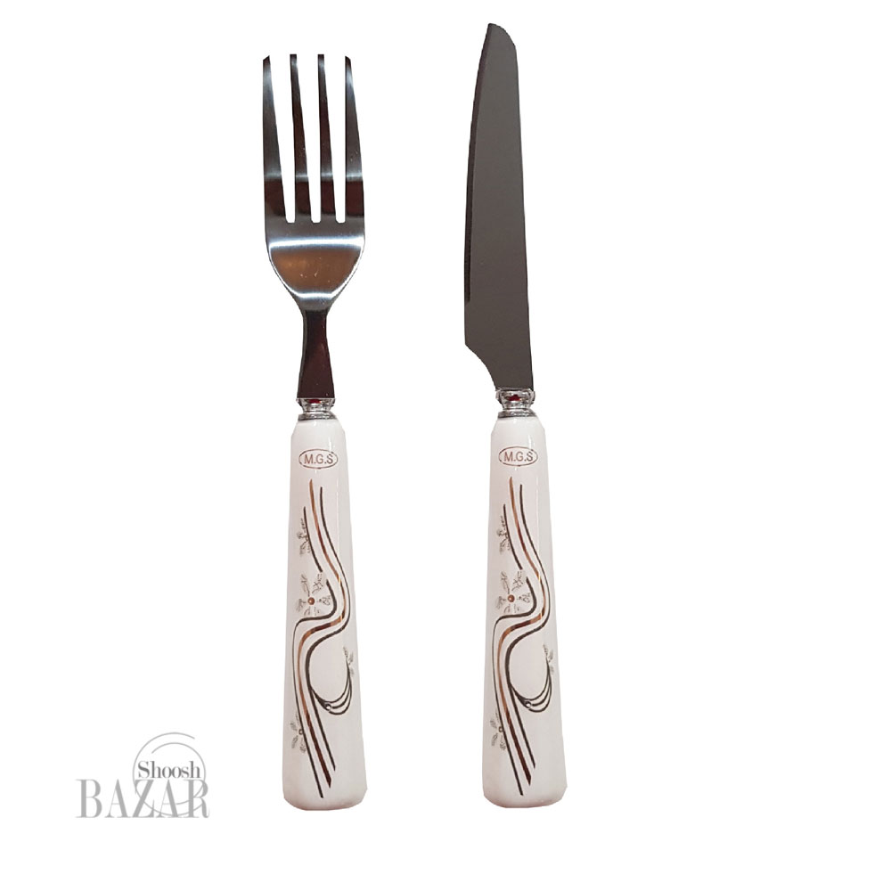 کارد و چنگال دسته سرامیکی MGS طرح 2