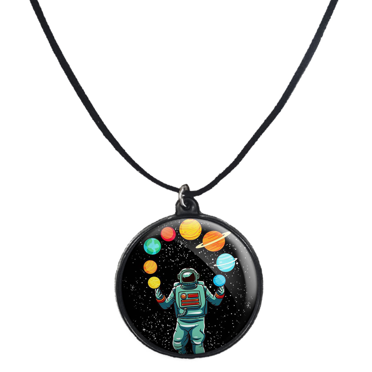 گردنبند پرمانه طرح فضانورد کد pmb.10406 مدل دو طرفه