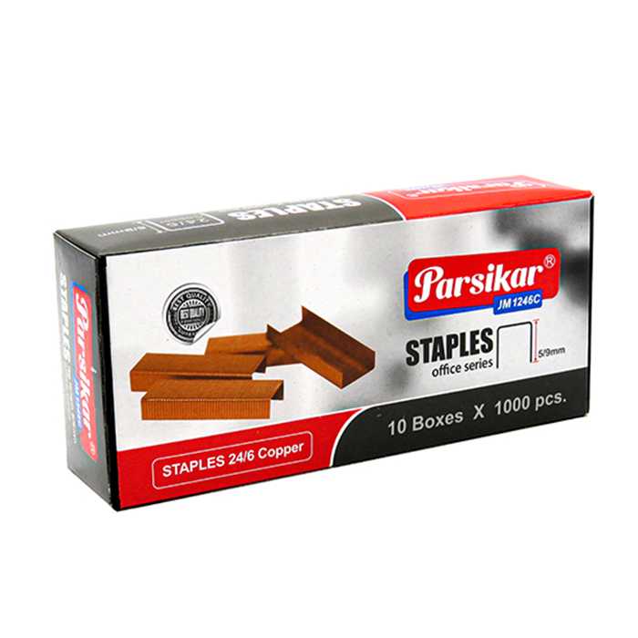  سوزن منگنه پارسی کار مدل JM1246S سایز 24/6 جعبه 10 بسته 1000 عددی