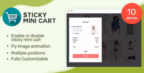 دانلود افزونه Sticky Mini Cart برای ووکامرس