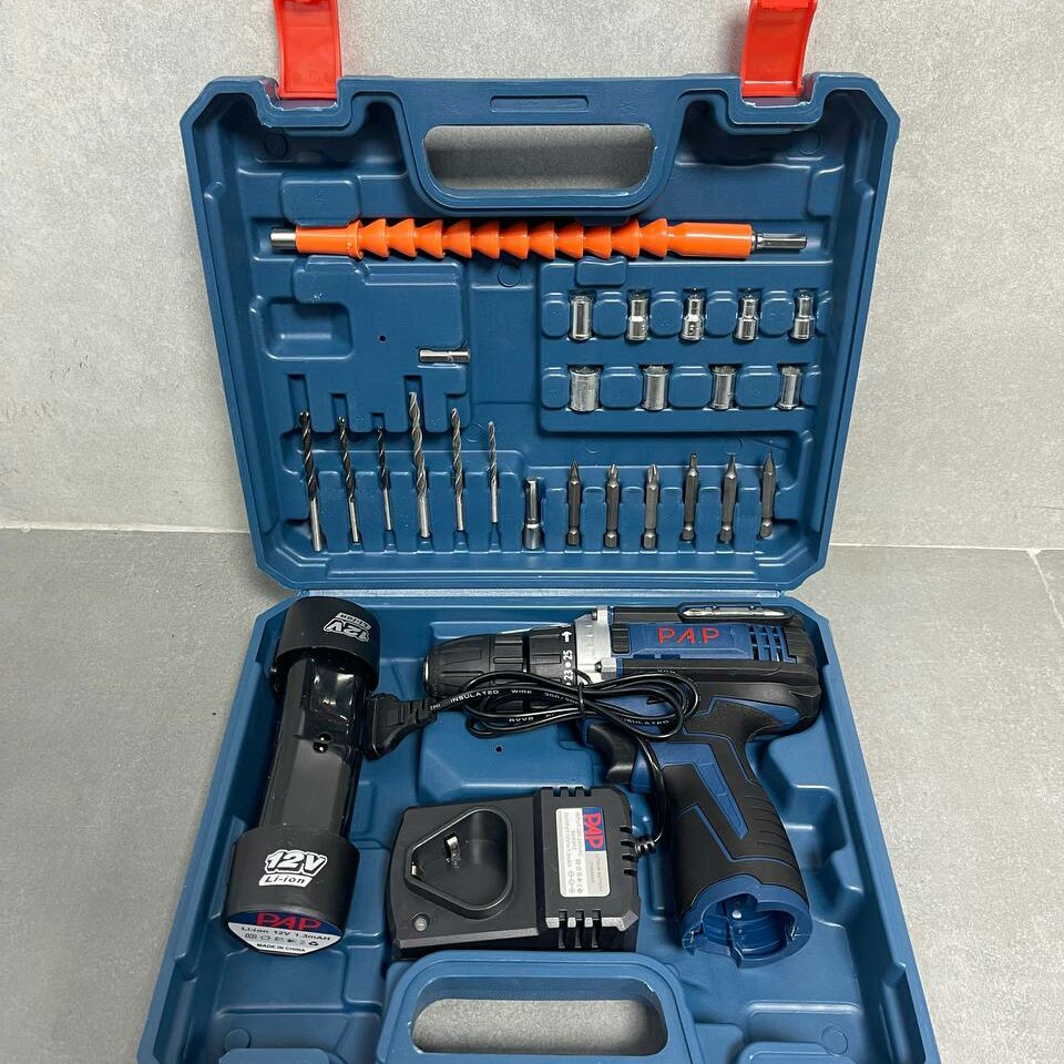 دریل شارژی 12 ولت لیتیوم 2 دور 2 باتری پی ای پی (PAP) مدل CD-1225 