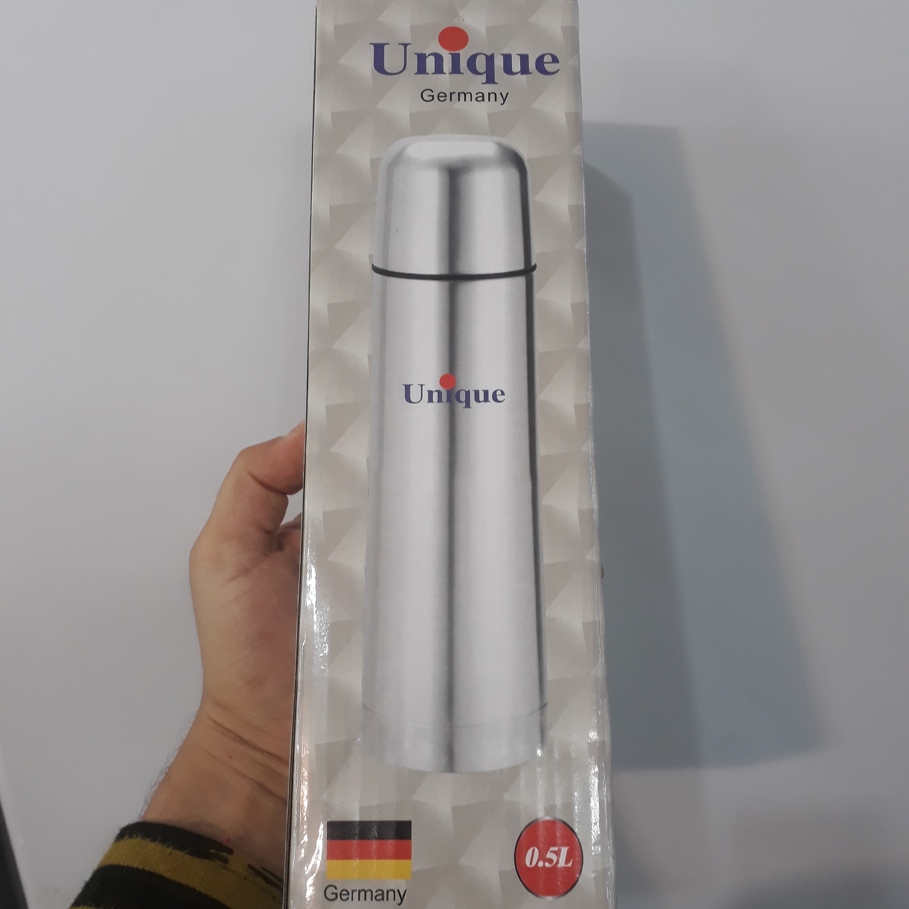 فلاسک یونیک استیل نیم لیتری استوانه ای فلاکس قلمی یونیک 0.5L