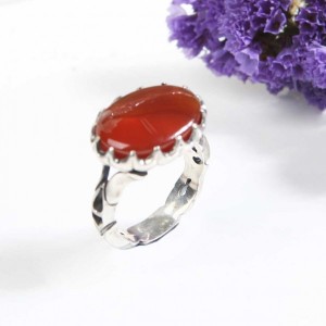 انگشتر نقره مردانه با سنگ عقیق اصل طرح سنگ بزرگ کد 4892